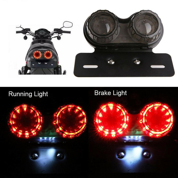 Motorcycle Modified Retro LED Integrated Rear Taillight Brake Light(Smoked Black Shell)