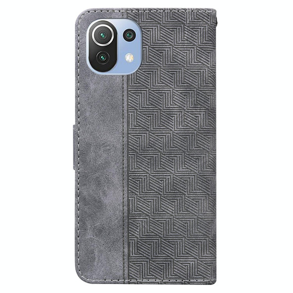 Xiaomi Mi 11 Lite 5G / 4G Geometric Embossed Leather Phone Case(Grey)