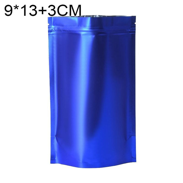 100 PCS/Set Matte Aluminum Foil Snack Stand-up Pouch, Size:9x13+3cm(Blue)