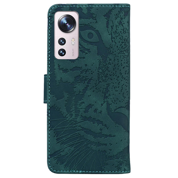 Xiaomi 12 / 12X Tiger Embossing Pattern Horizontal Flip Leather Phone Case(Green)