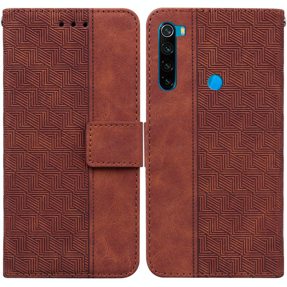 Xiaomi Redmi Note 8T Geometric Embossed Leather Phone Case(Brown)