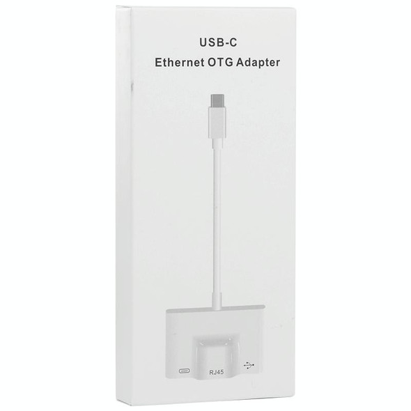 3 in 1 USB-C / Type-C Male to USB + 100M RJ45 Ethernet + Type-C Power Female Adapter