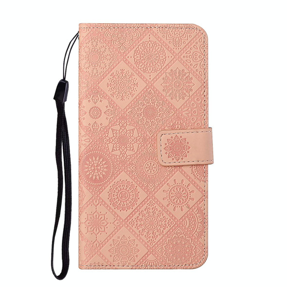 Xiaomi Redmi Note 10 4G Ethnic Style Embossed Pattern Horizontal Flip Leather Case with Holder & Card Slots & Wallet & Lanyard(Pink)