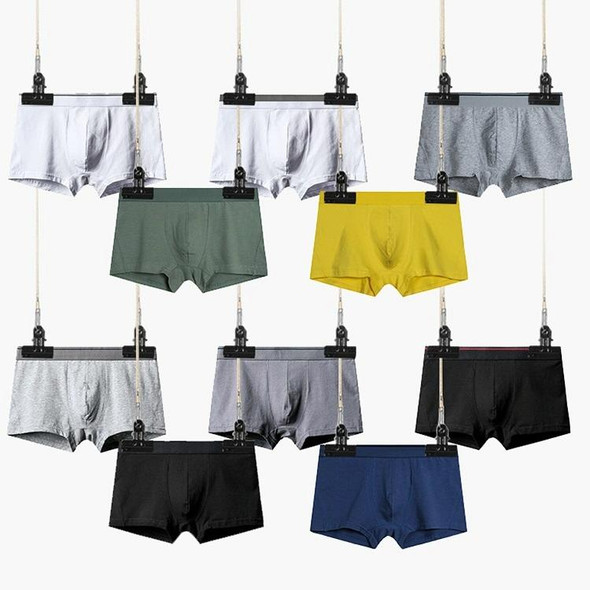 Men Cotton Sexy Boxer Underwear (Color:Light Gray Size:M)