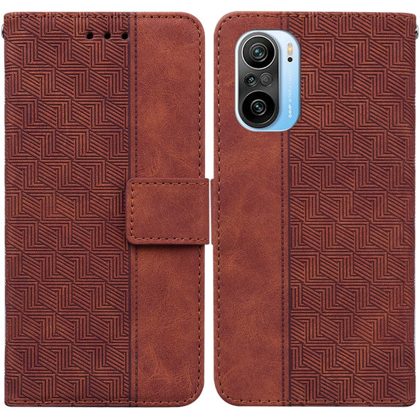 Xiaomi Redmi K40 / K40 Pro / Mi 11i Geometric Embossed Leather Phone Case(Brown)