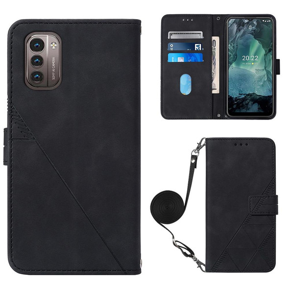 Nokia G21/G11 Crossbody 3D Embossed Flip Leather Phone Case(Black)