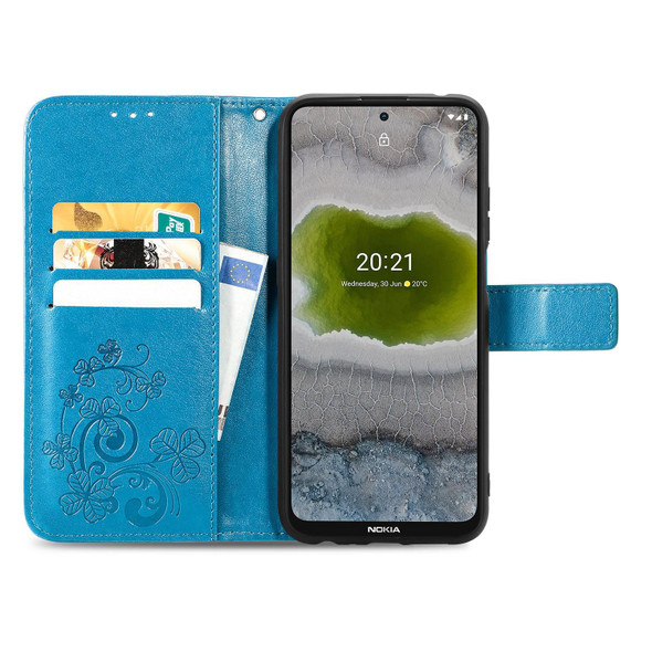 Nokia X10 Four-leaf Clasp Embossed Leather Phone Case(Blue)