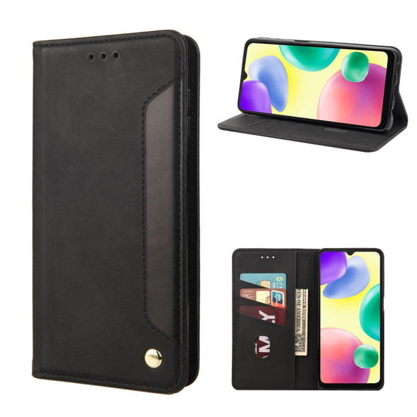 Xiaomi Redmi 10A Skin Feel Splicing Leather Phone Case(Black)