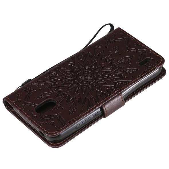Nokia 1.3 Embossed Sunflower Pattern Horizontal Flip PU Leather Case with Holder & Card Slots & Wallet & Lanyard(Brown)