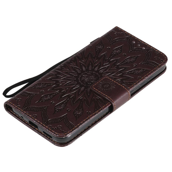 Nokia 2.3 Embossed Sunflower Pattern Horizontal Flip PU Leather Case with Holder & Card Slots & Wallet & Lanyard(Brown)