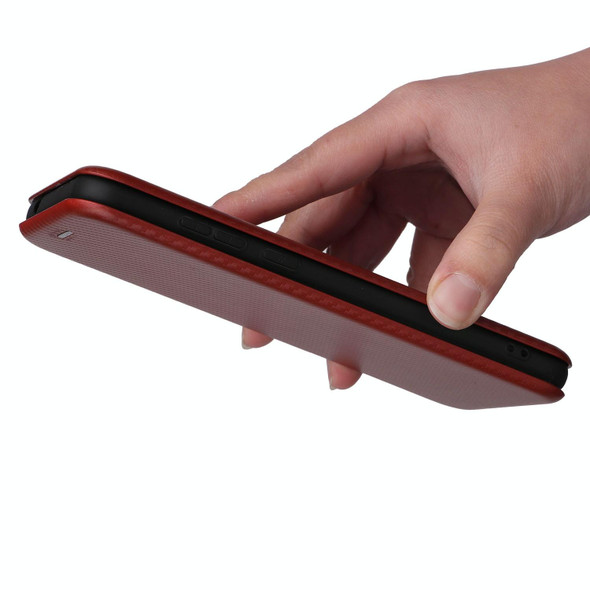 Blackview A55 Carbon Fiber Texture Magnetic Horizontal Flip PU Phone Case(Brown)