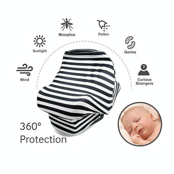 Multifunctional Enlarged Stroller Windshield Breastfeeding Towel Baby Seat Cover(Black and White Grid)