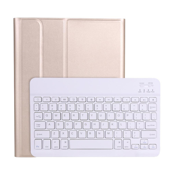 A11B Lambskin Texture Ultra-thin Bluetooth Keyboard Leatherette Case with Pen Holder - iPad Air 5 2022 / Air 4 2020 10.9 & Pro 11 inch 2021 / 2020 / 2018(Gold)