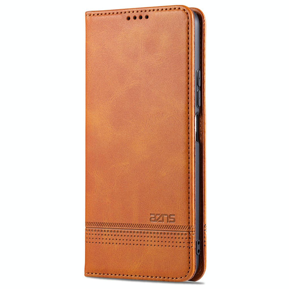 Xiaomi Redmi K40 Pro AZNS Magnetic Calf Texture Horizontal Flip Leather Case with Card Slots & Holder & Wallet(Light Brown)