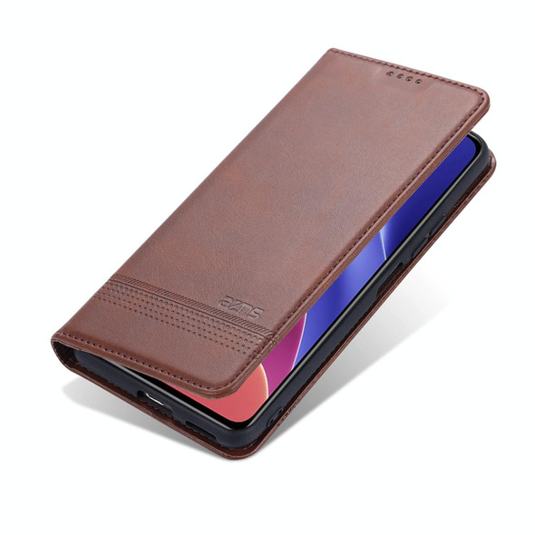 Xiaomi Redmi K40 Pro AZNS Magnetic Calf Texture Horizontal Flip Leather Case with Card Slots & Holder & Wallet(Dark Brown)