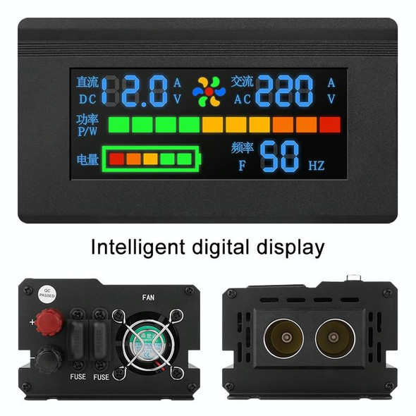 8896 500W Car Smart Multi-functional Digital Display Inverter, Specification:12V