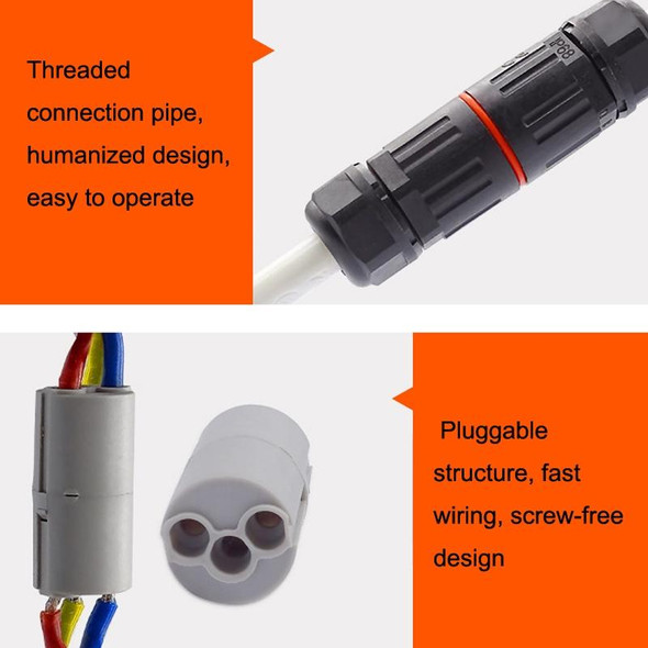 10 PCS CDF-M3 Waterproof Wire Connector, Specification: 3 Pin