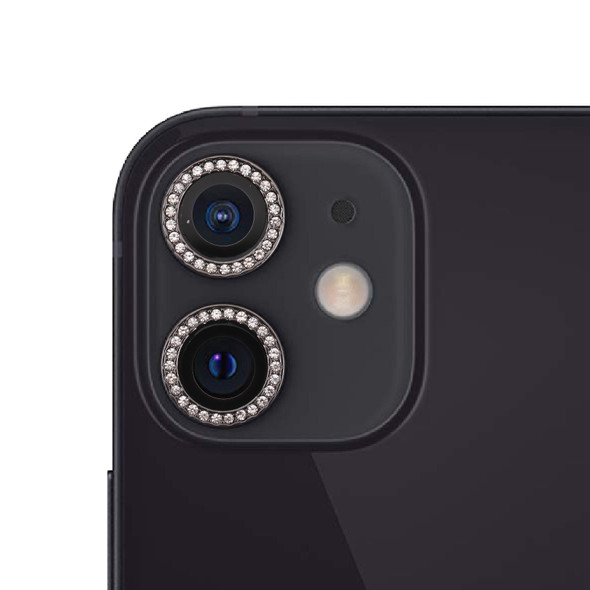 9H Point Drill Camera Lens Protector Circle - iPhone 12 / 12 mini / 11(Black)