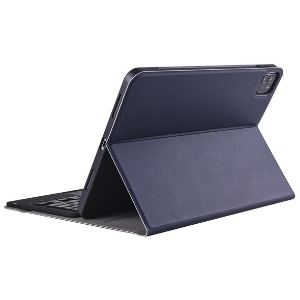 A11B-A Lambskin Texture Ultra-thin Bluetooth Keyboard Leatherette Case with Pen Holder & Touchpad - iPad Air 5 2022 / Air 4 2020 10.9 & Pro 11 inch 2021 / 2020 / 2018(Blue)