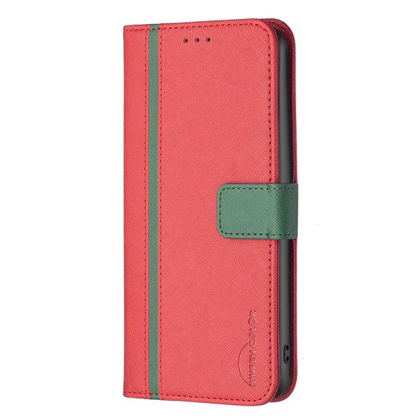 Xiaomi Mi 11i / Redmi K40 BF13 Color Matching Cross Texture Leather Phone Case(Red)