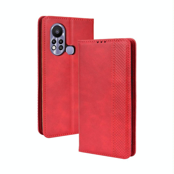 Infinix Hot 11s Magnetic Buckle Retro Texture Leather Case(Red)