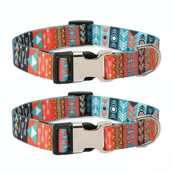 2 PCS Pet Ethnic Style Polyester Cotton Print Pattern Collar, Size: M: 2.0x32-52cm(Maya Fans)