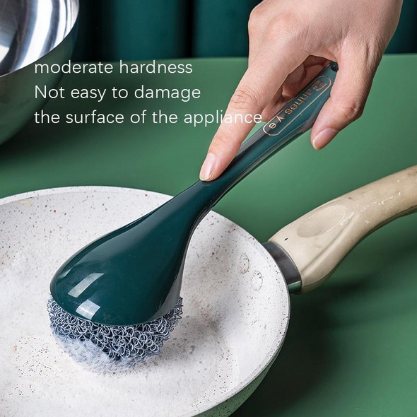 2 PCS Long Handle Pot Brush Kitchen Cleaning Brush Tank Hitting Cleaning Brush(White)