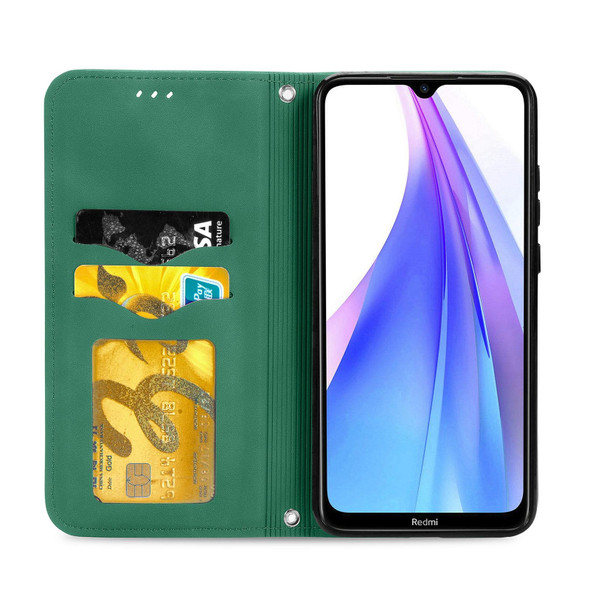 Xiaomi Redmi Note 8 Retro Skin Feel Business Magnetic Horizontal Flip Leather Case With Holder & Card Slots & Wallet & Photo Frame(Green)