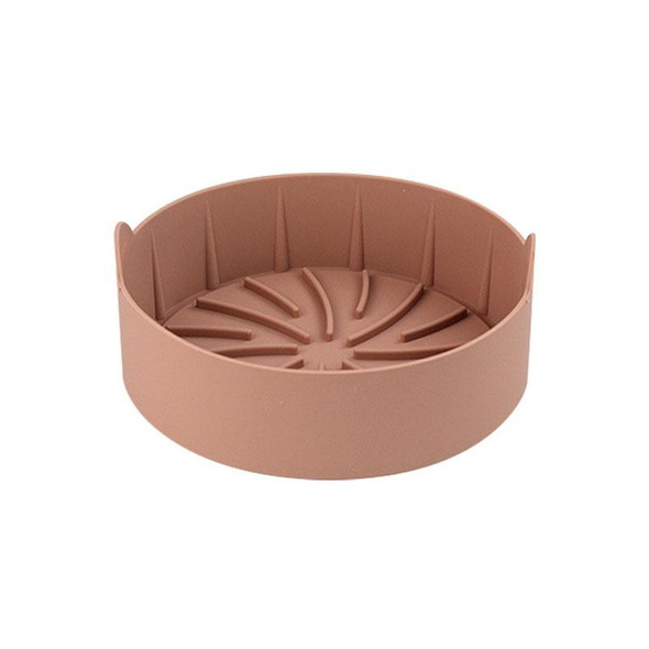 Air Fryer Silicone Grill Pan Accessories, Size: Round 16 cm(Coffee)