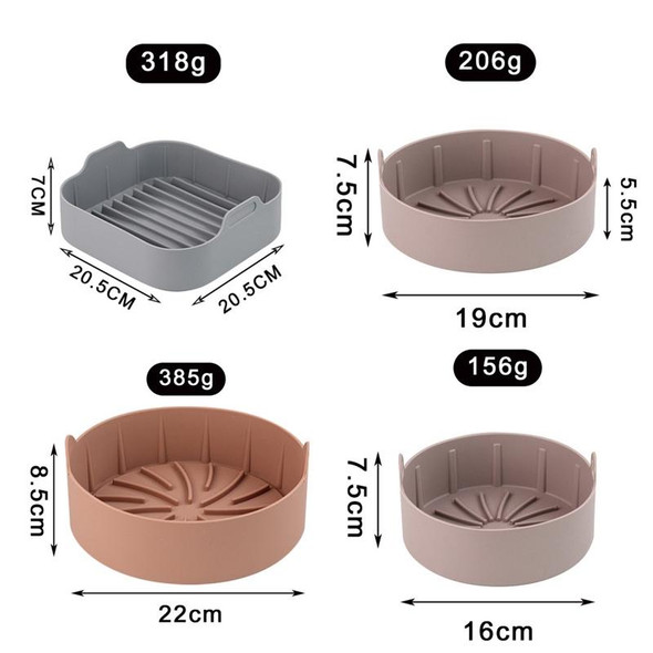 Air Fryer Silicone Grill Pan Accessories, Size: Round 16 cm(Coffee)
