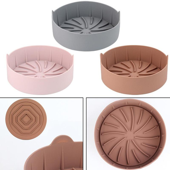 Air Fryer Silicone Grill Pan Accessories, Size: Round 22 cm(Pink)