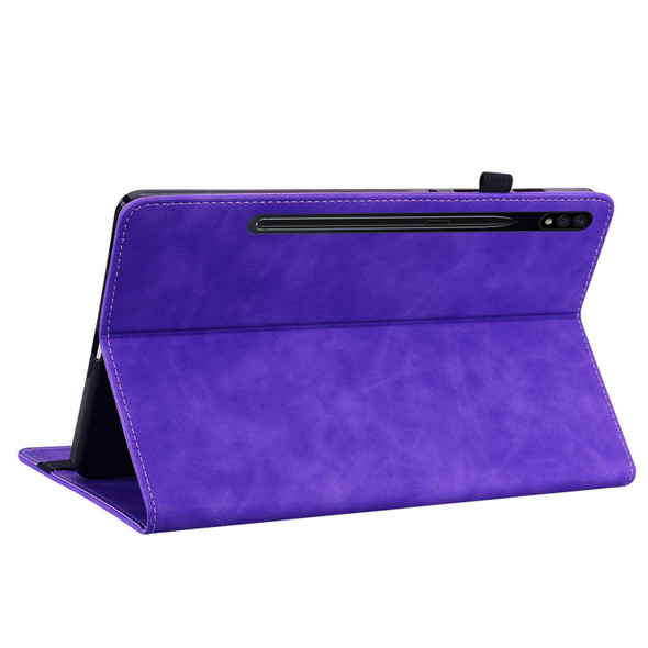 Samsung Galaxy Tab S7+ / S8+ Skin Feel Solid Color Zipper Leather Tablet Case(Purple)