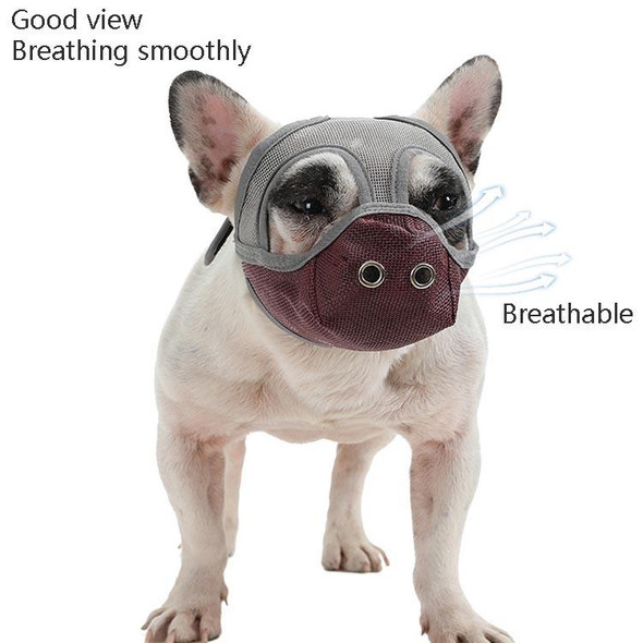 Bulldog Mouth Cover Flat Face Dog Anti-Eat Anti-Bite Drinkable Water Mouth Cover L(Grey Red)