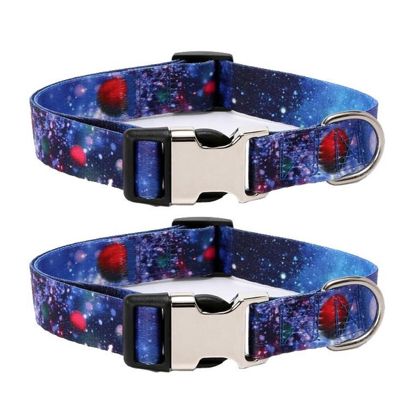 2 PCS Pet Ethnic Style Polyester Cotton Print Pattern Collar, Size: XL: 2.5x43-71cm(Milky Way)