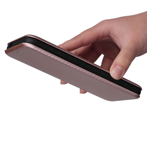 Blackview A55 Carbon Fiber Texture Magnetic Horizontal Flip PU Phone Case(Pink)