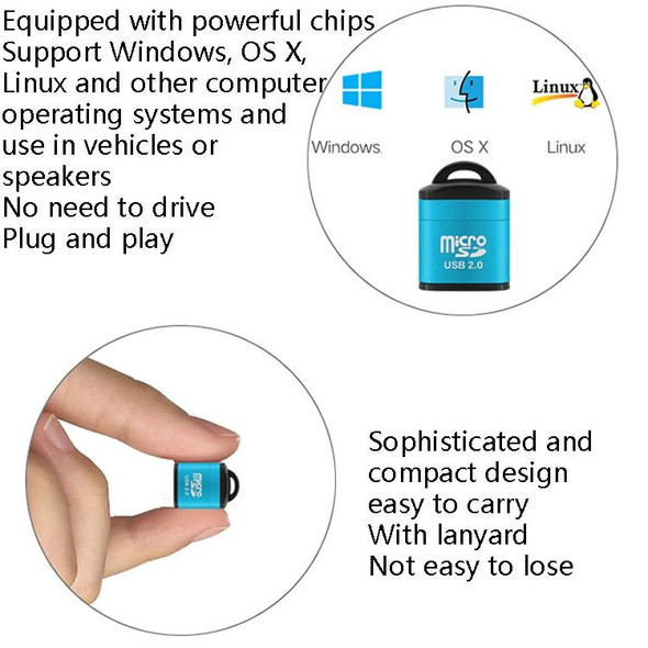 10 PCS 480Mbps Mini Micro SD Card Mobile Phone High-Speed TF Memory Card Reader Computer Car Speaker Card Reader(Blue)