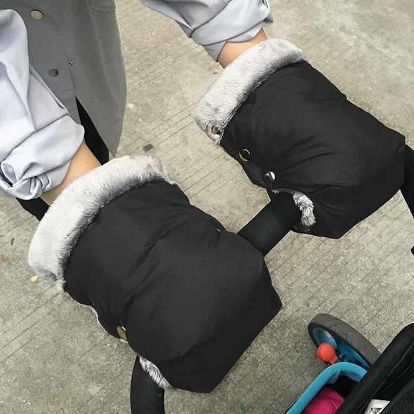 Baby Stroller Armrest Waterproof Warm Gloves(Coffee)