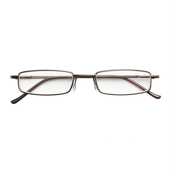 Reading Glasses Metal Spring Foot Portable Presbyopic Glasses with Tube Case +2.00D(Brown )