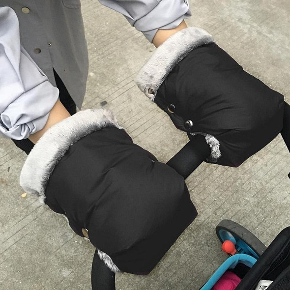 Baby Stroller Armrest Waterproof Warm Gloves(Bright Red)