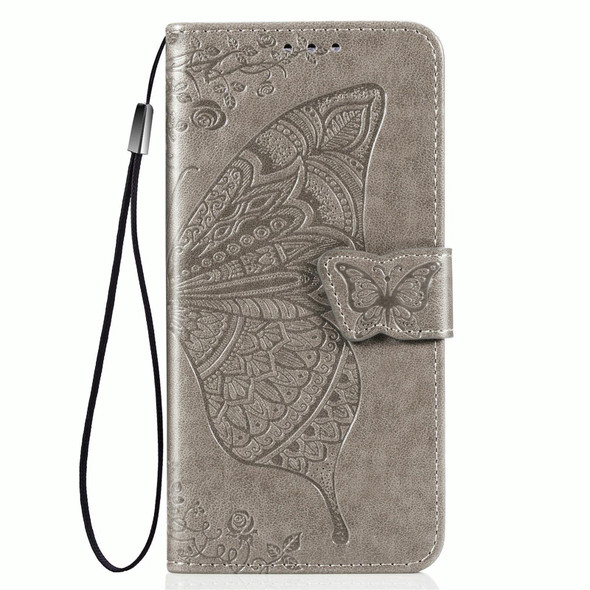 OnePlus Nord N10 5G Butterfly Love Flower Embossed Horizontal Flip Leather Case with Bracket / Card Slot / Wallet / Lanyard(Gray)