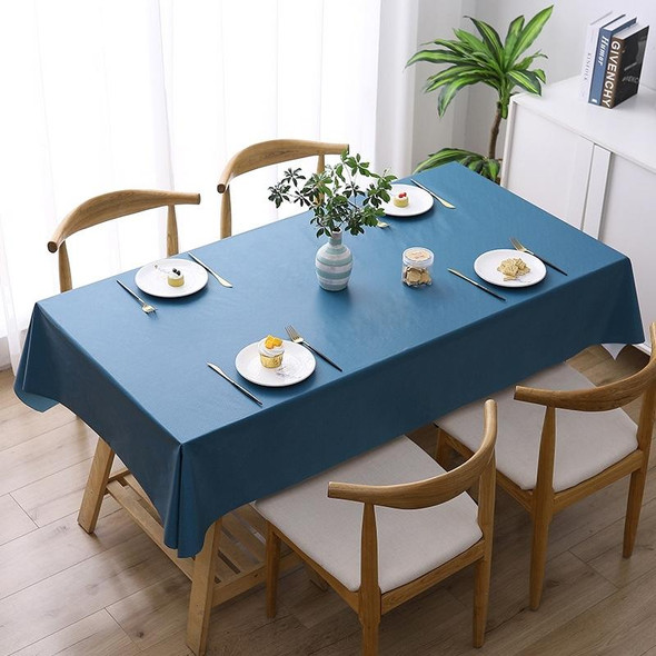 140x140cm Solid Color PVC Waterproof Oil-Proof And Scald-Proof Disposable Tablecloth(Pure Blue)