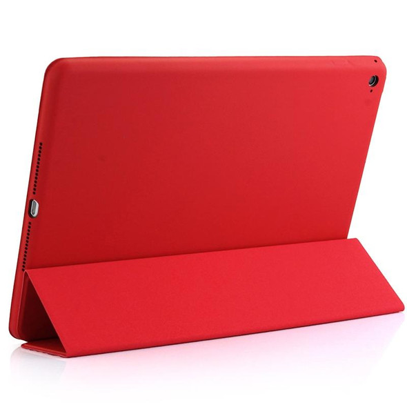 3-fold Naturally Treated Smart Leatherette Case with Sleep / Wake-up Function & Holder for iPad Air 2(Red)