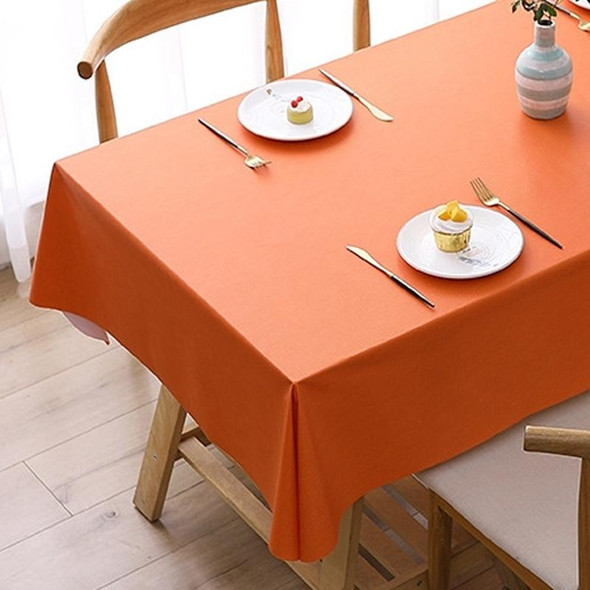 140x140cm Solid Color PVC Waterproof Oil-Proof And Scald-Proof Disposable Tablecloth(Orange)