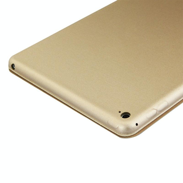 3-fold Naturally Treated Smart Leatherette Case with Sleep / Wake-up Function & Holder for iPad Air 2(Gold)