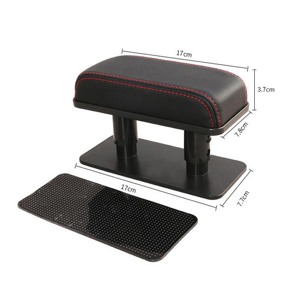 Car Arm Handle Seat Left Hand Elbow Tray Universal Leatherette Increasing Pad Central Armrest Box(Black+Black line)