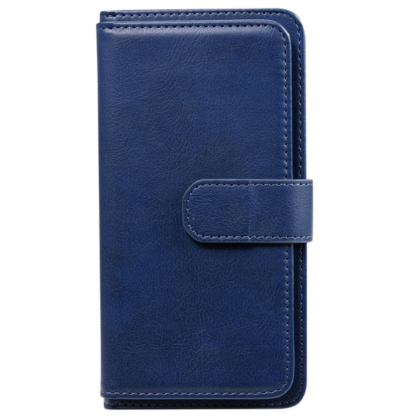 Xiaomi Redmi Note 10 Pro Multifunctional Magnetic Copper Buckle Horizontal Flip Solid Color Leather Case with 10 Card Slots & Wallet & Holder & Photo Frame(Dark Blue)