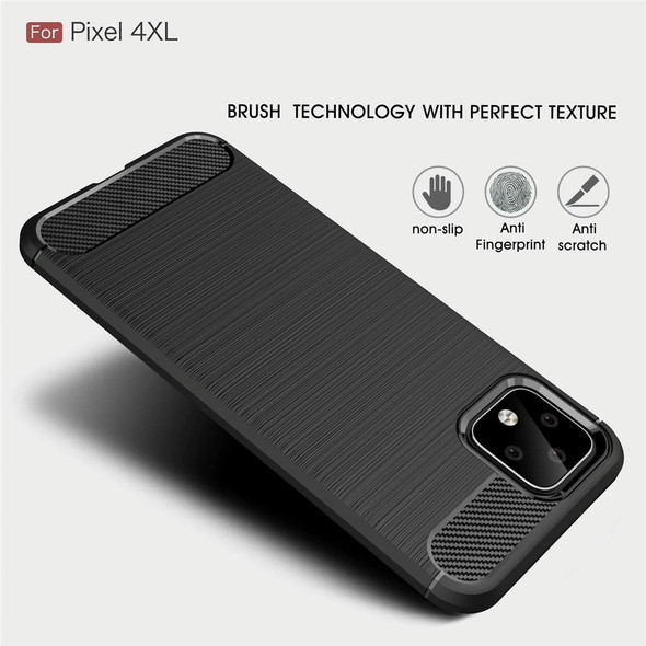 Brushed Texture Carbon Fiber TPU Case for Google Pixel 4XL(Black)