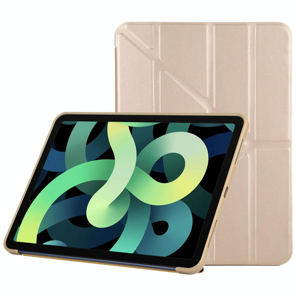TPU Horizontal Deformation Flip Leather Case with Holder - iPad Air 2022 / 2020 10.9(Champagne Gold)