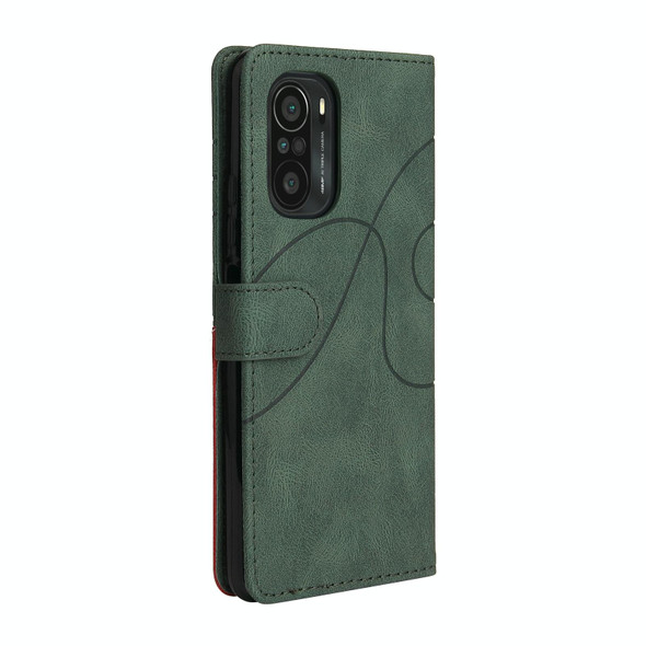 Xiaomi Redmi K40 / K40 Pro / Poco F3 Dual-color Splicing Horizontal Flip PU Leather Case with Holder & Card Slots & Wallet(Green)