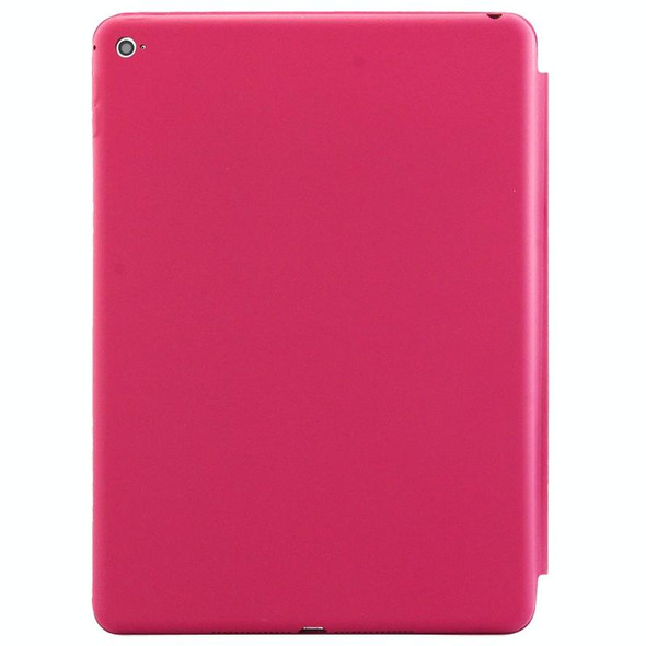 3-fold Naturally Treated Smart Leatherette Case with Sleep / Wake-up Function & Holder for iPad Air 2(Magenta)